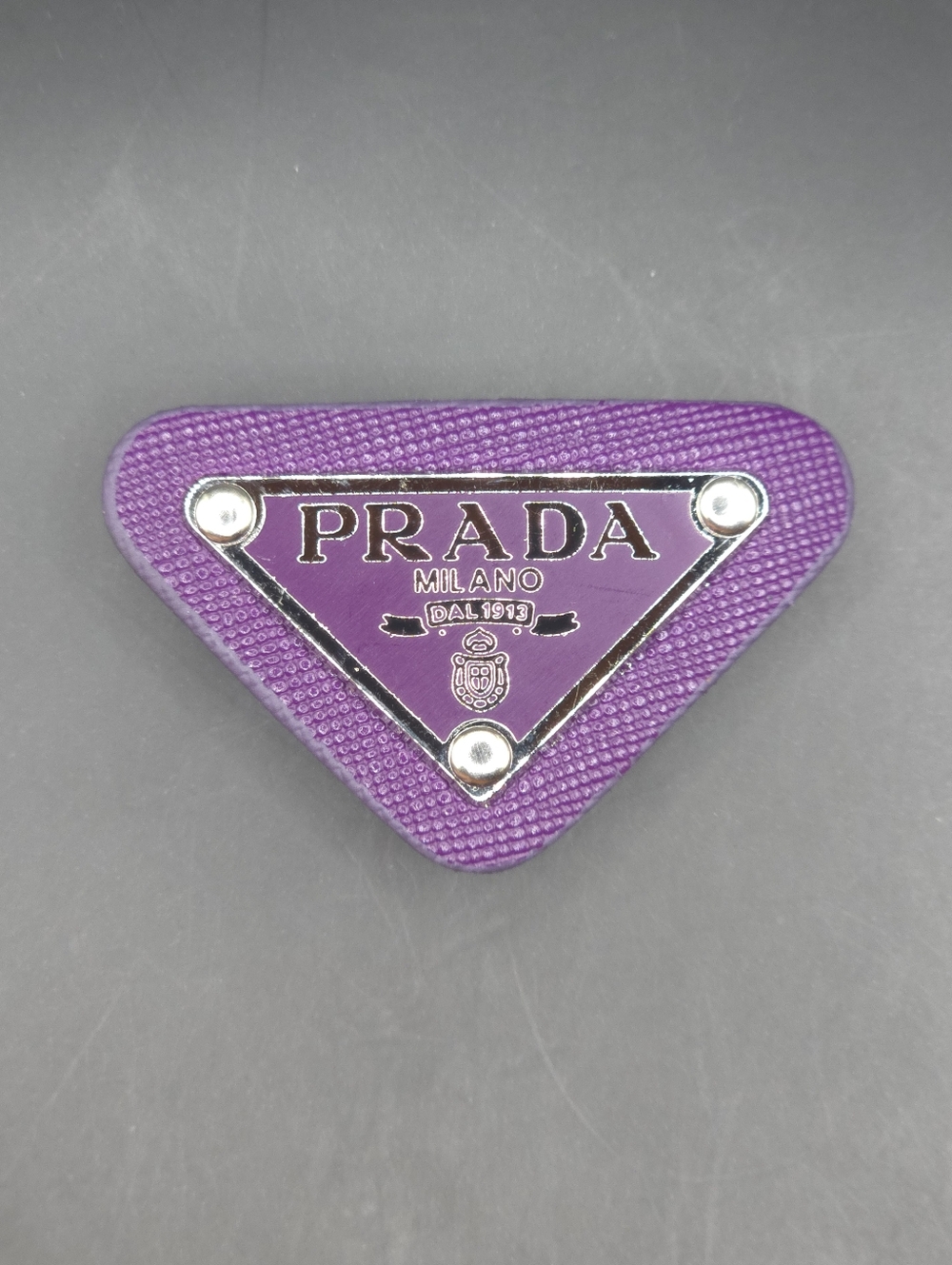 Dark Purple Prada Triangle Patch/Croc Charm